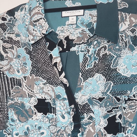 Charter Club Floral Button Down Shirt - Picture 3 of 11